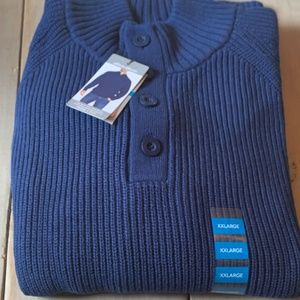 Eddie Bauer Men’s XXL NWT Blue Qtr Button Sweater